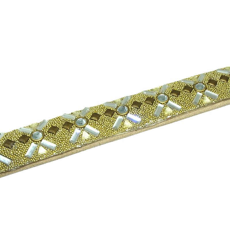 Tira de Strass Meia Cana Beed Vegas 20mm - Cristal, Forro Areia