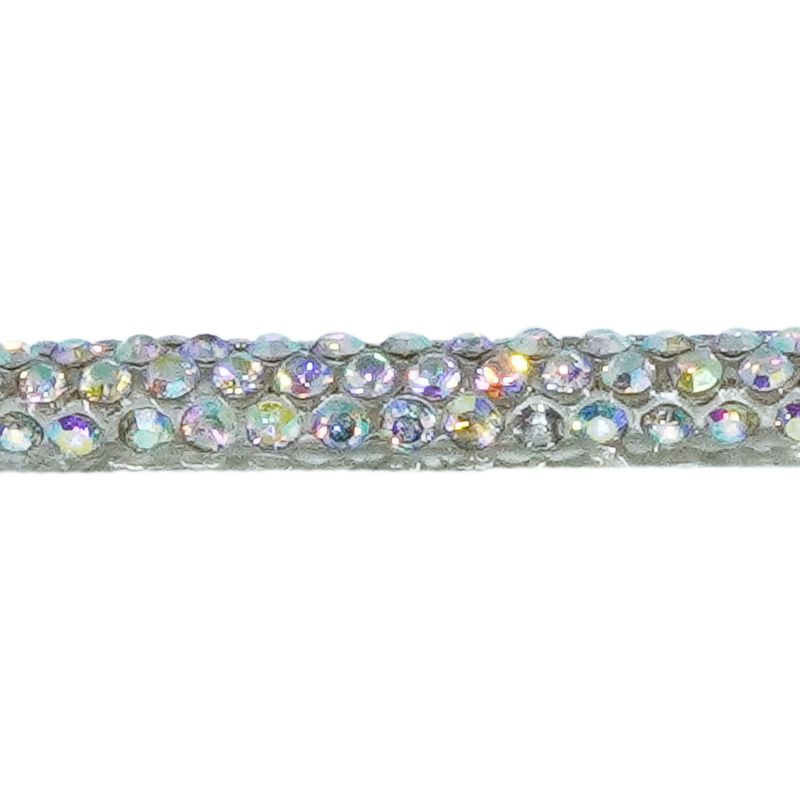 Cordão de Strass Bee Meia cana ss3,5 - Aurora Boreal - Base em Silicone 