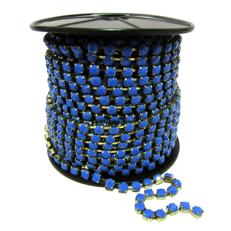 Corrente Ss29 - Pedra Safira, Banho Dourado.