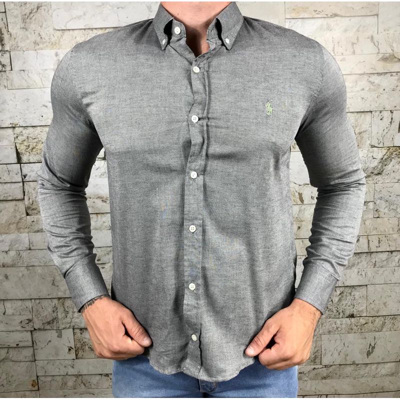 Camisa Manga Longa PRL Cinza ⭐ - 40114 - PORTAL DROP - ATACADO
