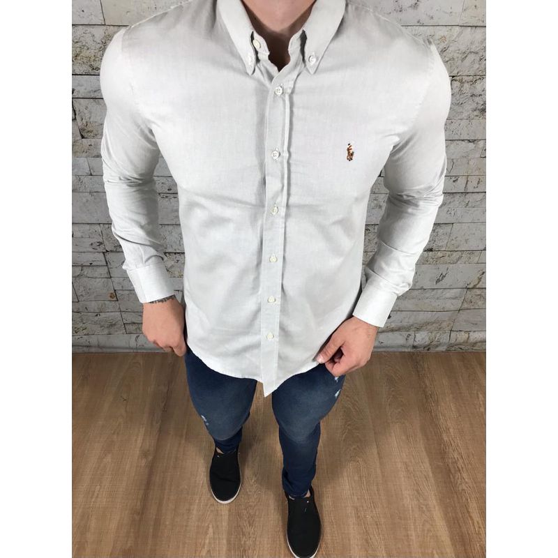 Camisa Manga Longa PRL Cinza Claro⭐ - 40043 - PORTAL DROP - ATACADO