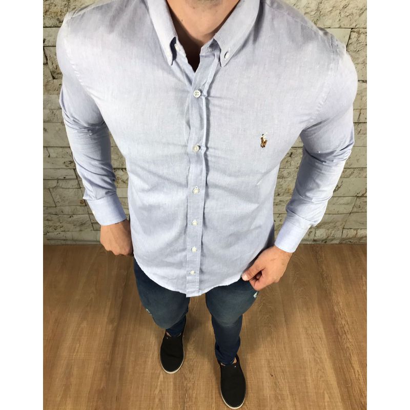 Camisa Manga Longa PRL Azul ⭐ - 40044 - PORTAL DROP - ATACADO