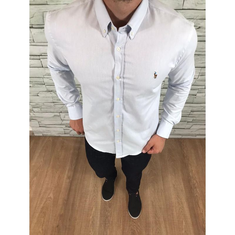 Camisa Manga Longa PRL Azul Claro⭐ - 40054 - PORTAL DROP - ATACADO
