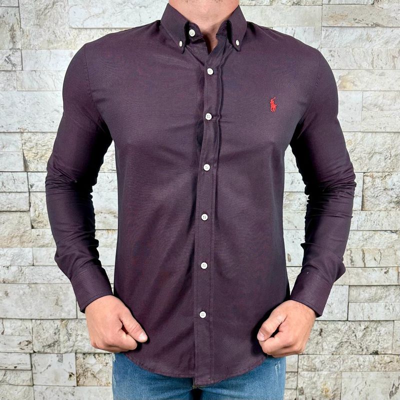 Camisa Manga Longa PRL Vinho⭐ - 40133 - PORTAL DROP - ATACADO