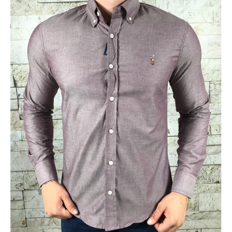 Camisa Manga Longa PRL Vinho ⭐ - 40045 - PORTAL DROP - ATACADO