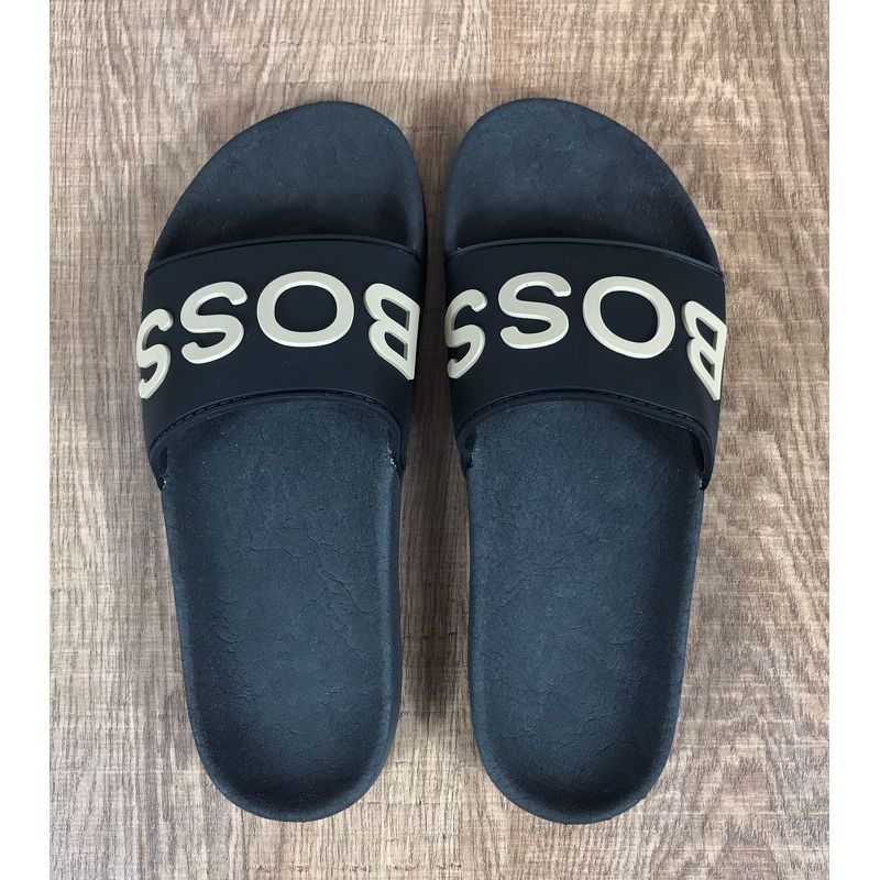 Chinelo Slide HB Preto logo creme - 2336 - PORTAL DROP - ATACADO