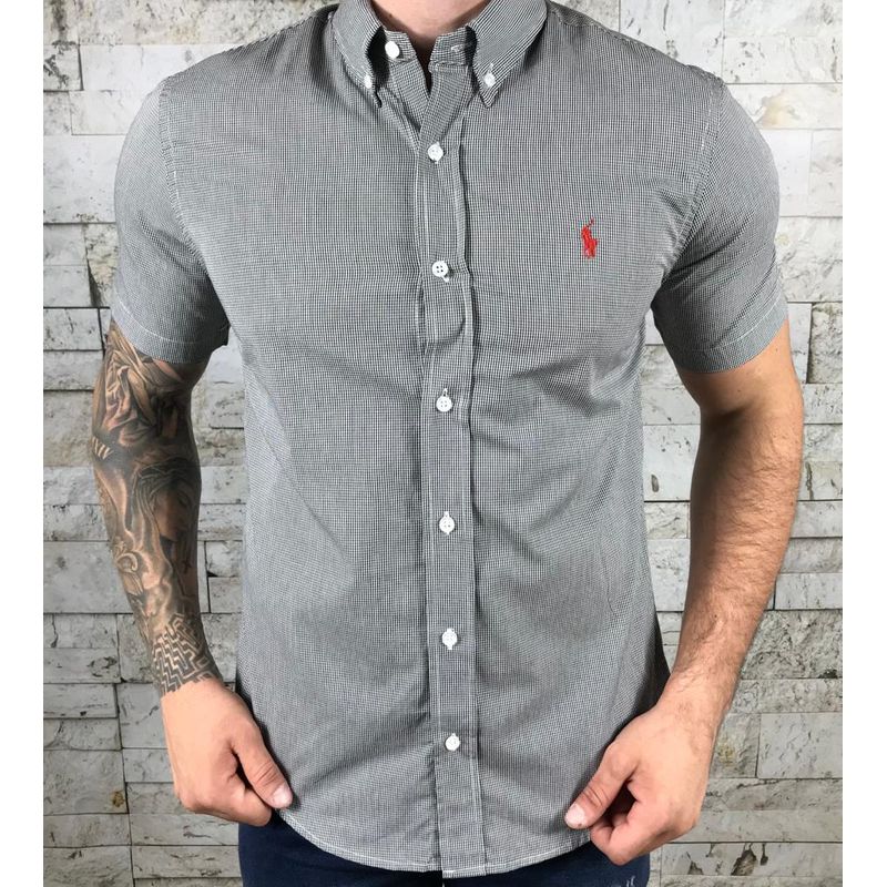 Camisa Manga Curta PRL Xadrez Cinza ⭐ - 30021 - PORTAL DROP - ATACADO