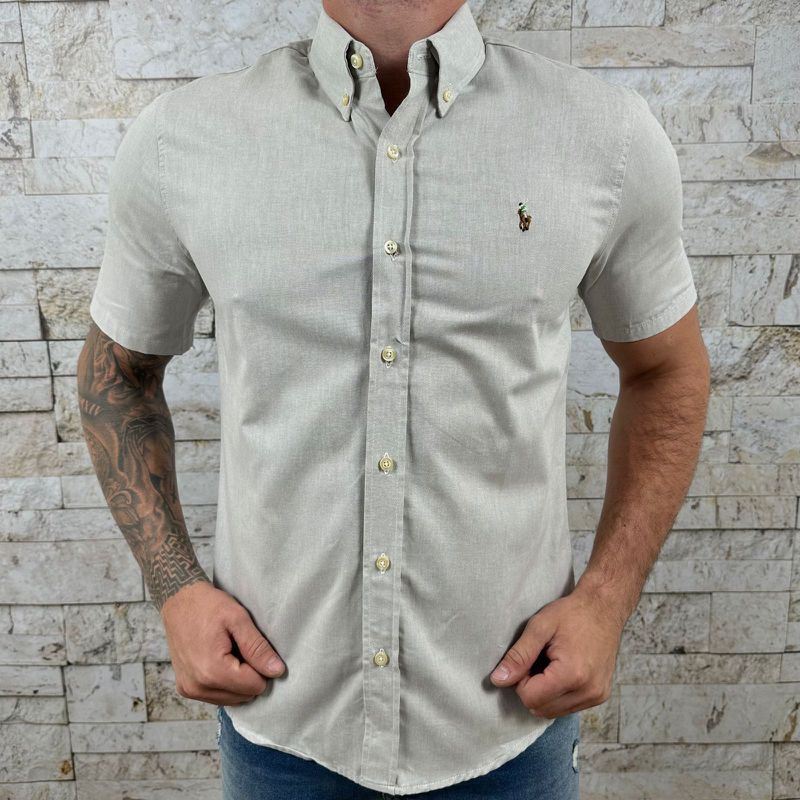 Camisa Manga Curta PRL Cinza⭐ - 30024 - PORTAL DROP - ATACADO