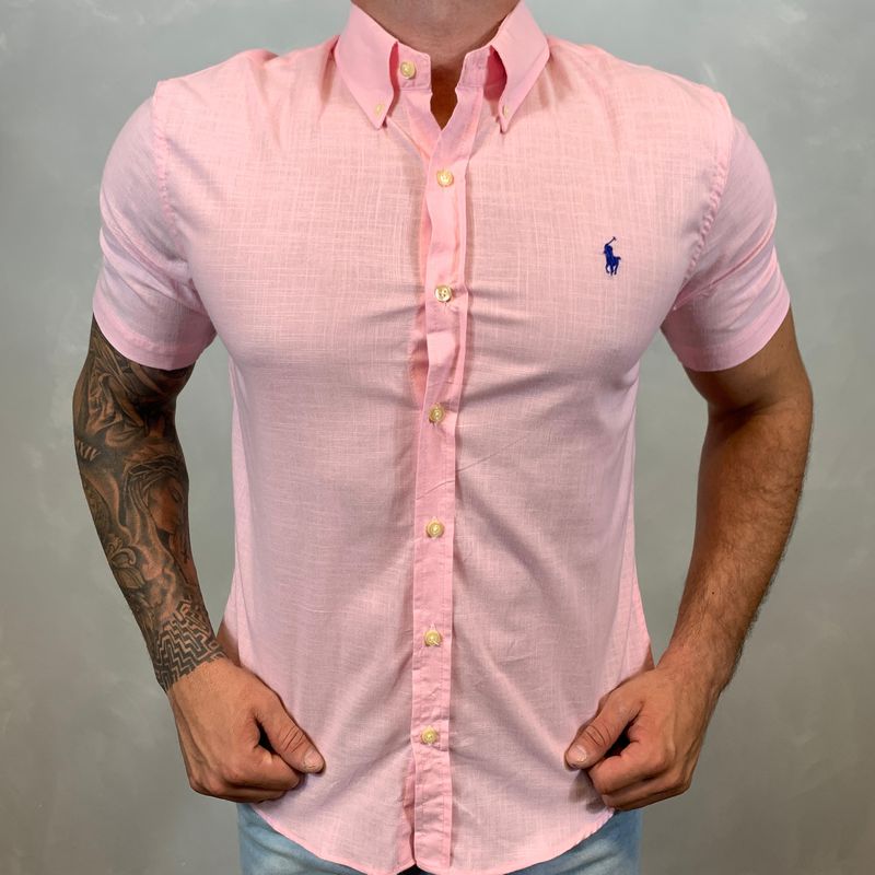 - Camisa Manga Curta Linho PRL Rosa⭐ - 30056 - PORTAL DROP - ATACADO