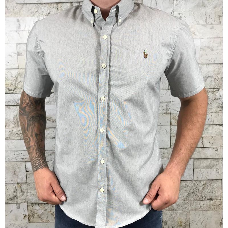 Camisa manga curta PRL Cinza⭐ - 30072 - PORTAL DROP - ATACADO