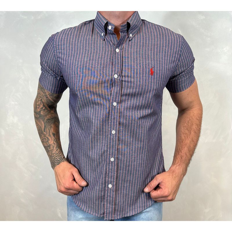 Camisa Manga Curta PRL Azul ⭐ - 30078 - PORTAL DROP - ATACADO