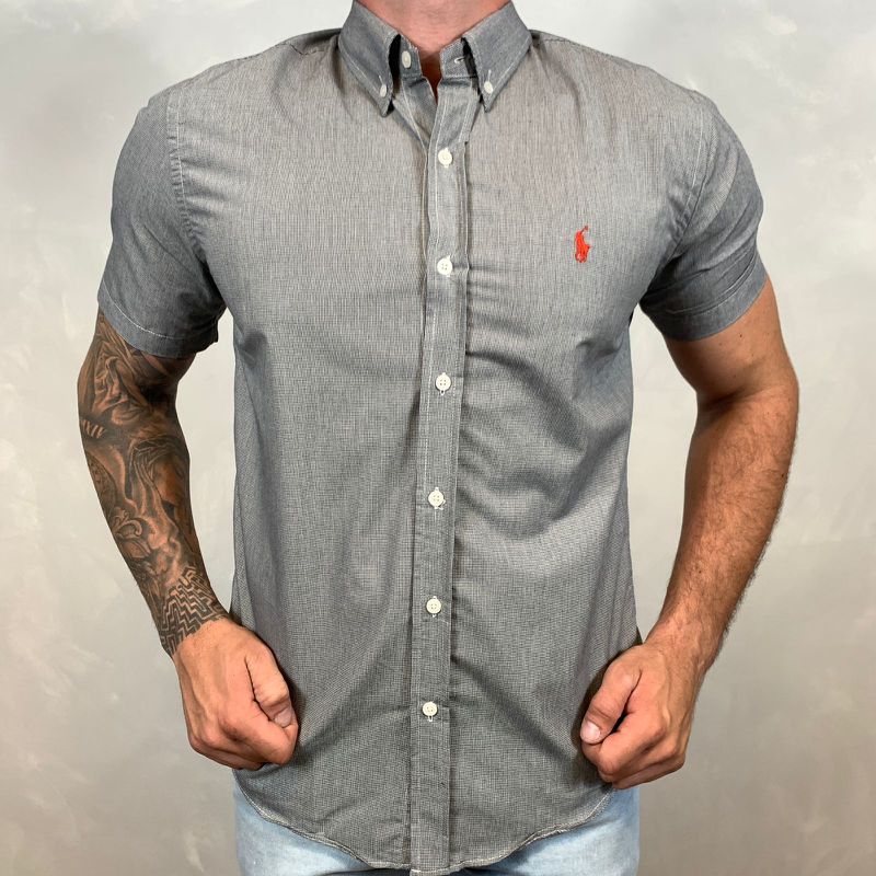 Camisa Manga Curta PRL Micro Xadrez Cinza⭐ - 30133... - PORTAL DROP - ATACADO