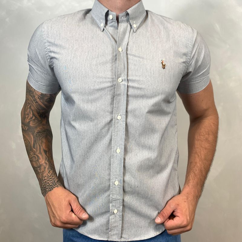 Camisa Manga Curta Linho PRL Cinza⭐ - 30140 - PORTAL DROP - ATACADO