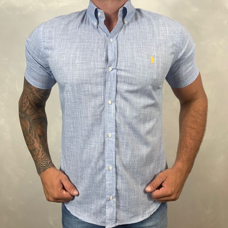 Camisa Manga Curta Linho PRL Azul⭐ - 30182 - PORTAL DROP - ATACADO