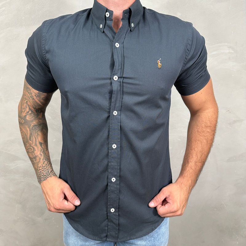 Camisa Manga Curta PRL Xadrez Chumbo - 30307 - PORTAL DROP - ATACADO