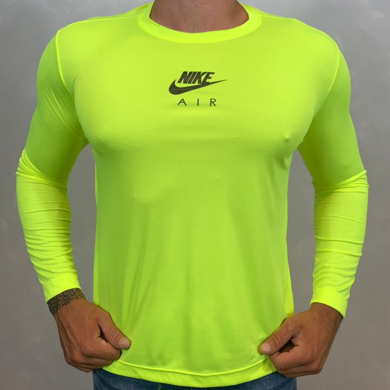 Camiseta Nike Dry Fit Manga Longa Verde⭐ - 3463 - PORTAL DROP - ATACADO