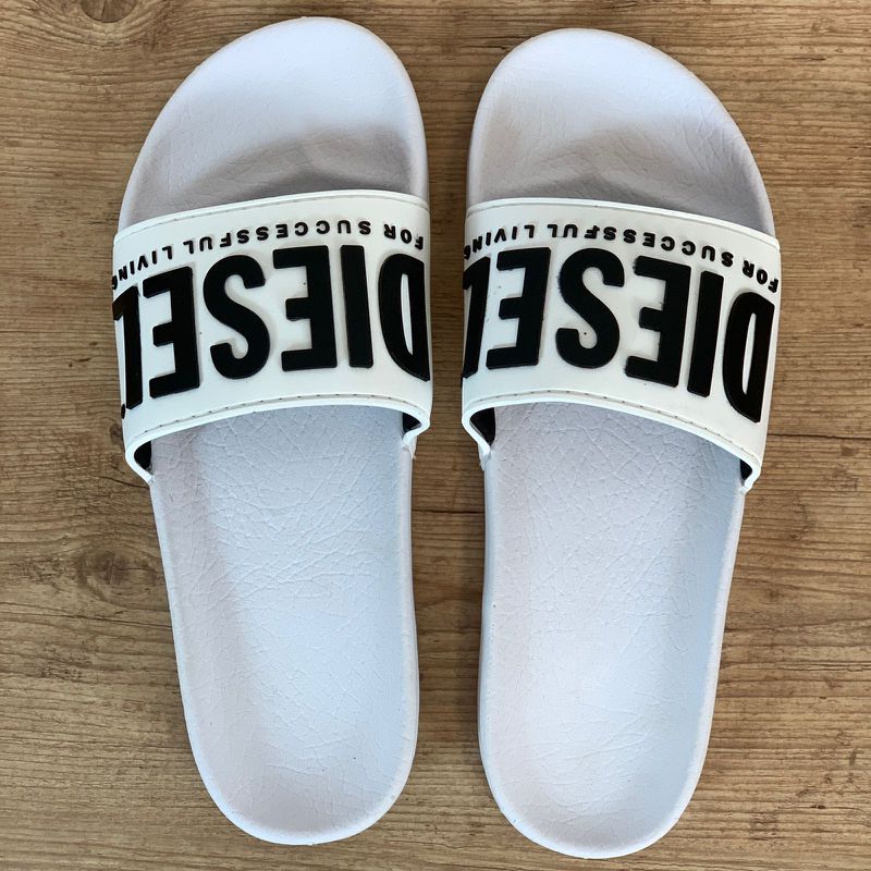 Chinelo Slide Diesel Branco⭐ - 3465 - PORTAL DROP - ATACADO