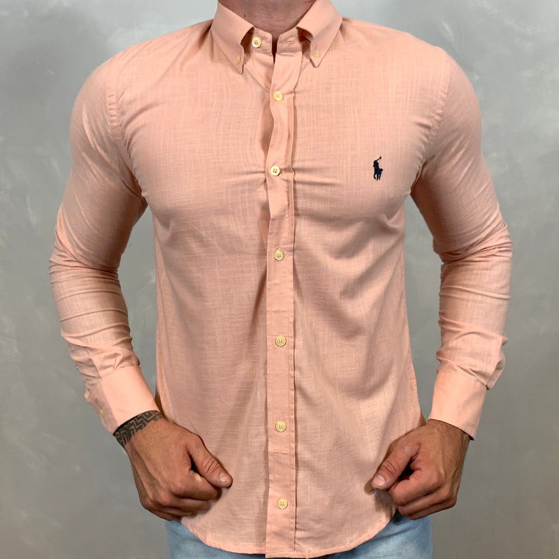 Camisa Manga Longa Linho PRL Salmão - 40030 - PORTAL DROP - ATACADO