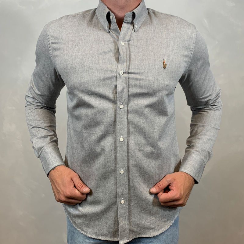 Camisa Manga Longa PRL Cinza⭐ - 40303 - PORTAL DROP - ATACADO