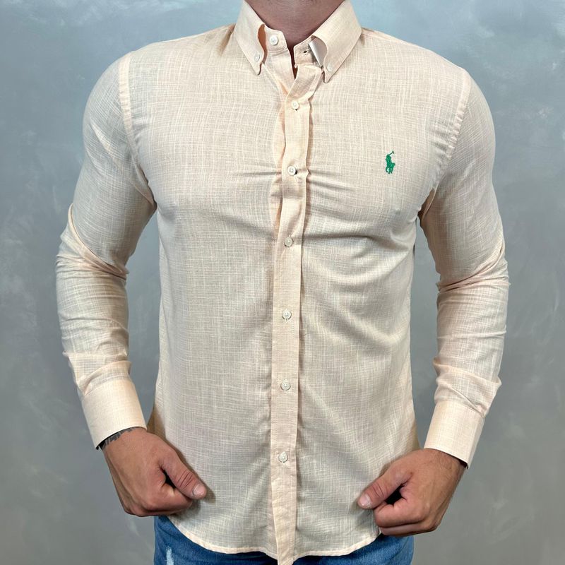 Camisa Manga Longa Linho PRL Laranja - 40342 - PORTAL DROP - ATACADO