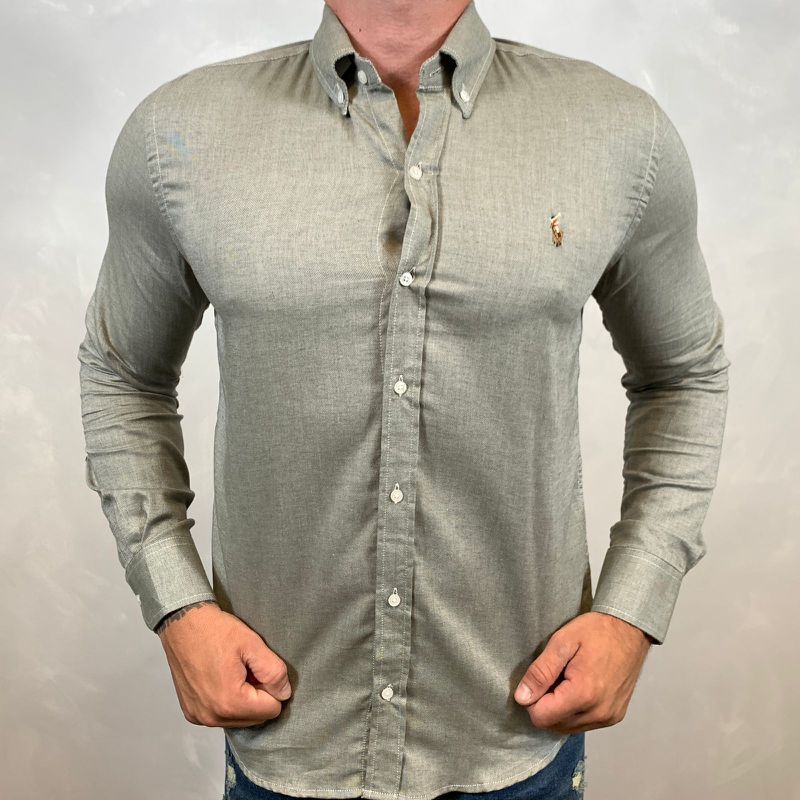 Camisa Manga Longa PRL Cinza⭐ - 40372 - PORTAL DROP - ATACADO