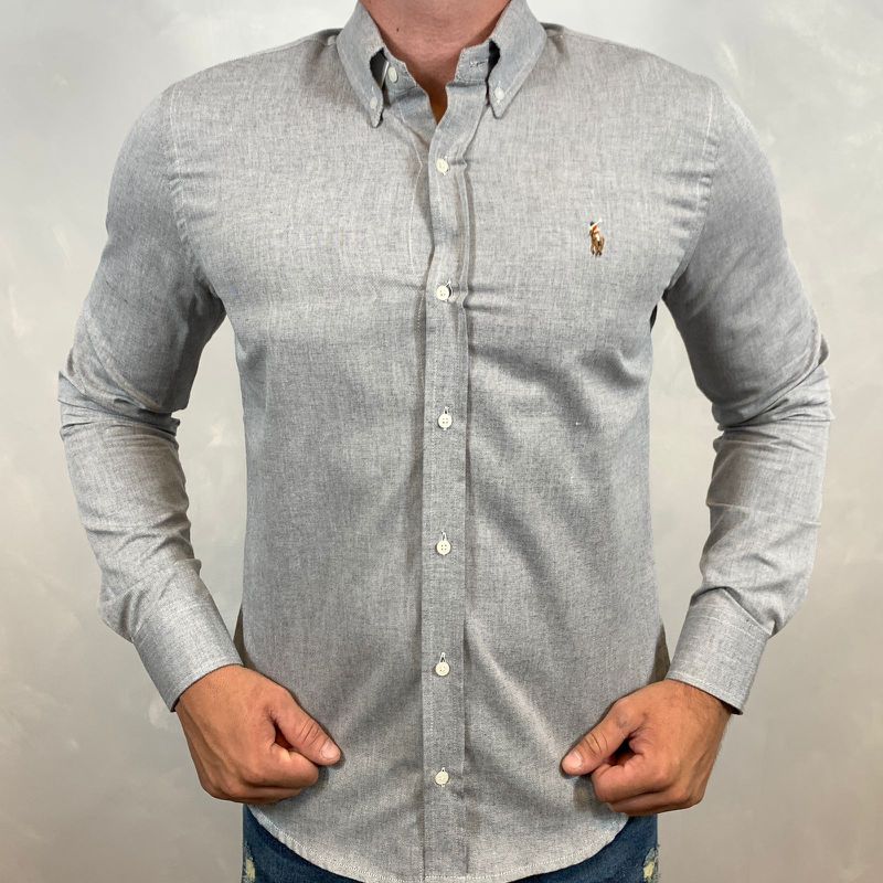 Camisa Manga Longa PRL Cinza⭐ - 40374 - PORTAL DROP - ATACADO