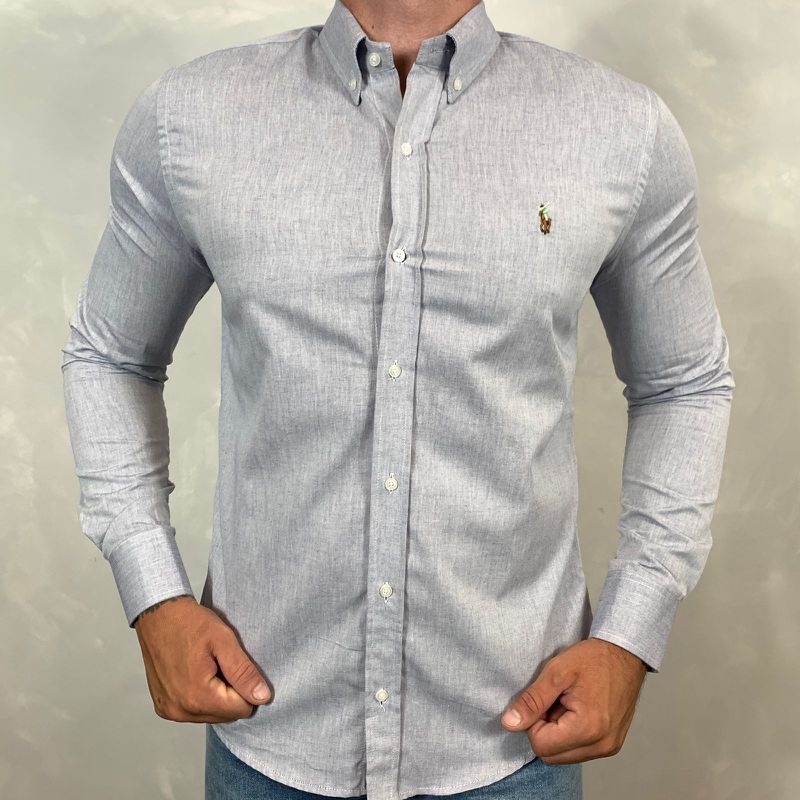 Camisa Manga Longa PRL Cinza⭐ - 40412 - PORTAL DROP - ATACADO
