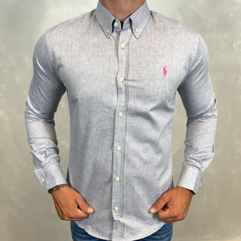 Camisa Manga Longa PRL Cinza⭐ - 40439 - PORTAL DROP - ATACADO