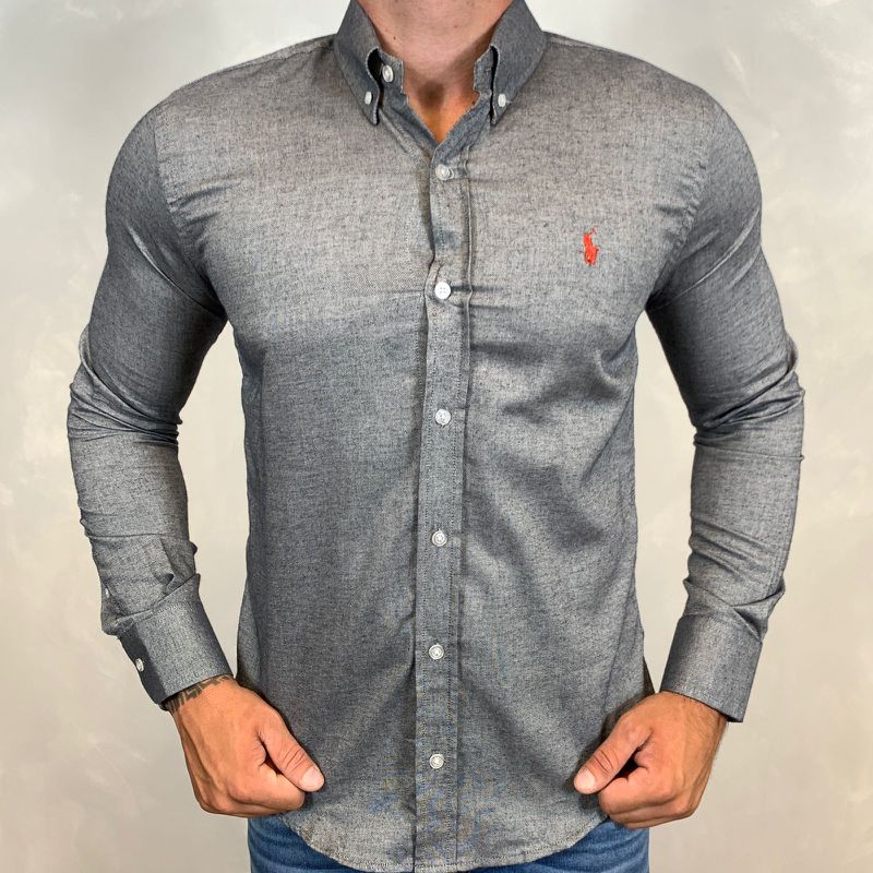 Camisa Manga Longa PRL Cinza ⭐ - 40444 - PORTAL DROP - ATACADO