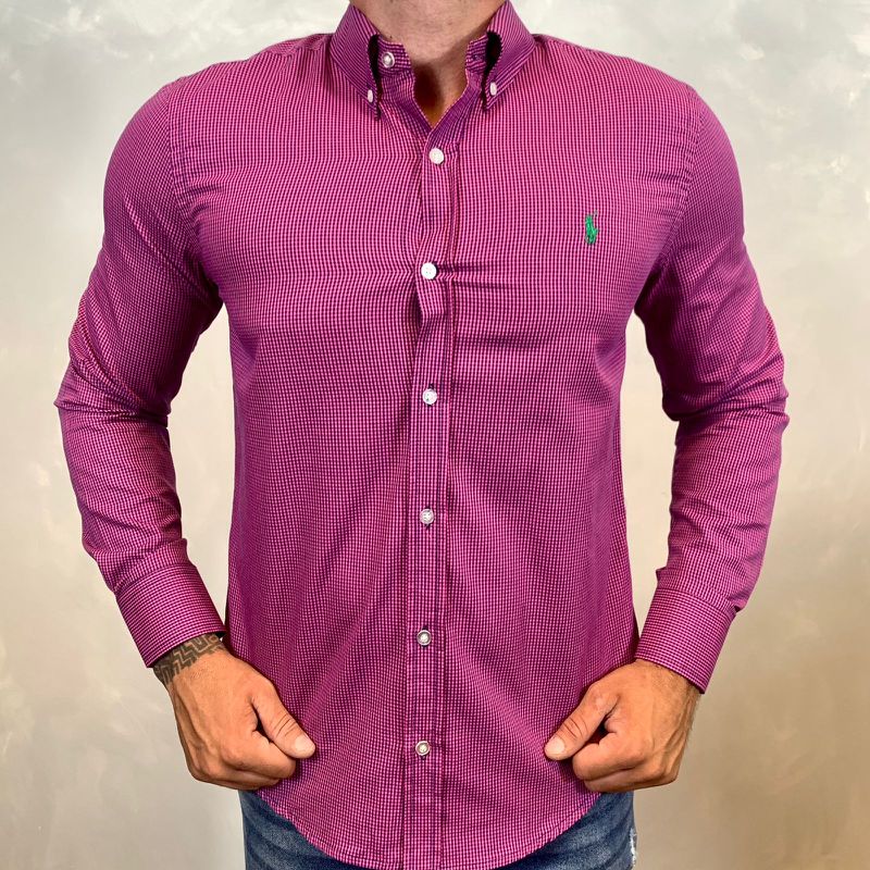 Camisa Manga Longa PRL Xadrez Fúcsia⭐ - 40465 - PORTAL DROP - ATACADO