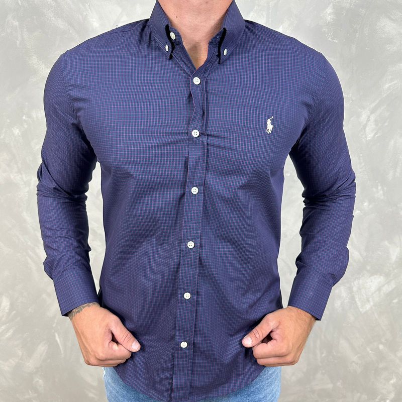 Camisa Manga Longa PRL Xadrez Roxo - 40499 - PORTAL DROP - ATACADO