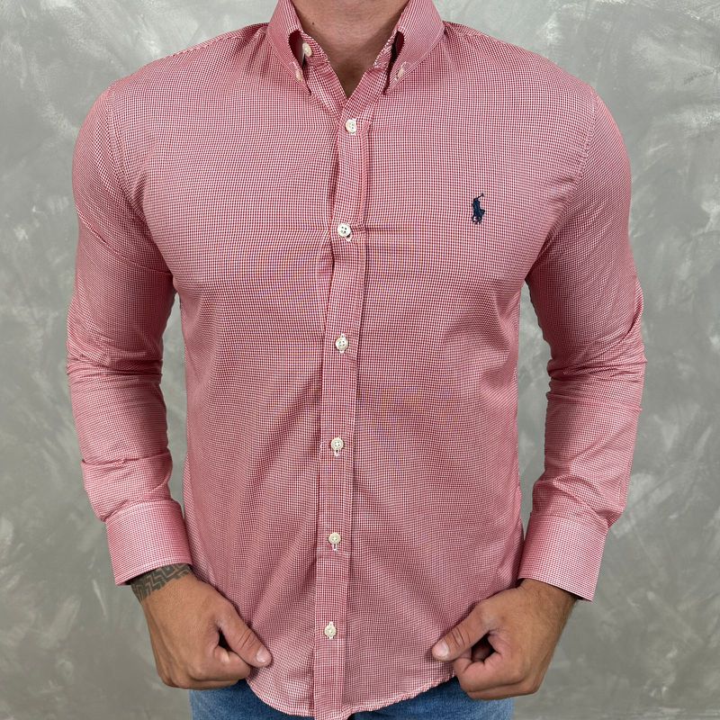 Camisa Manga Longa PRL Xadrez Vermelho - 40503 - PORTAL DROP - ATACADO