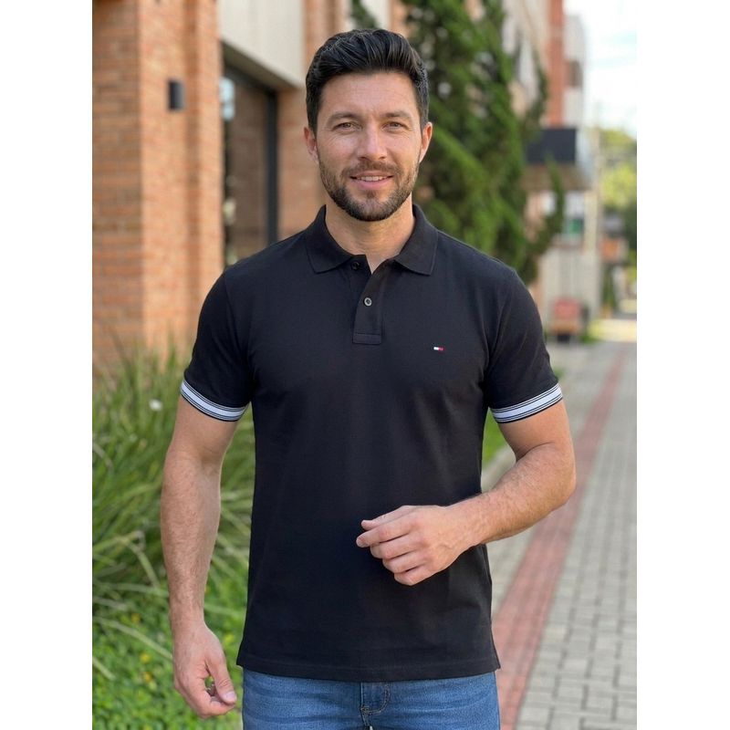 Polo TH Preto - A-8487 - PORTAL DROP - ATACADO