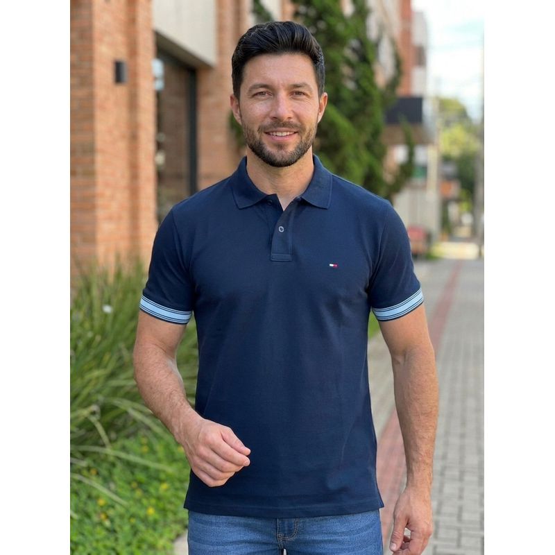 Polo TH Azul - A-8489 - PORTAL DROP - ATACADO
