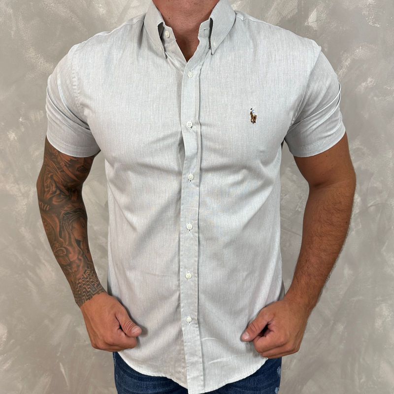 Camisa Manga Curta PRL Cinza⭐ - 30240 - PORTAL DROP - ATACADO