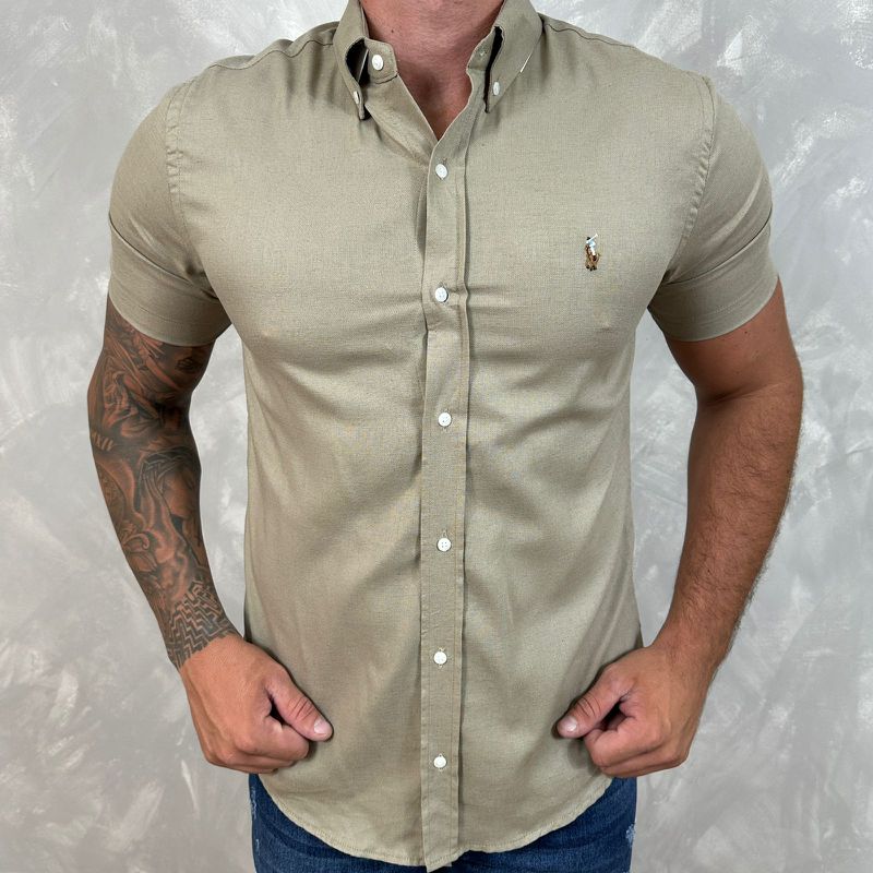 Camisa Manga Curta PRL Caqui⭐ - 30241 - PORTAL DROP - ATACADO