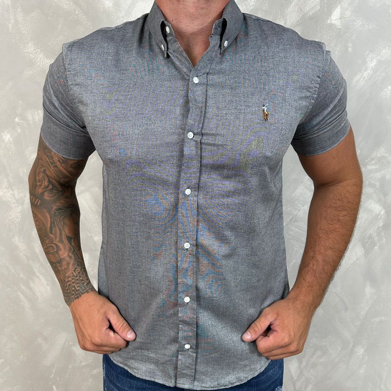 Camisa Manga Curta PRL Cinza⭐ - 30254 - PORTAL DROP - ATACADO