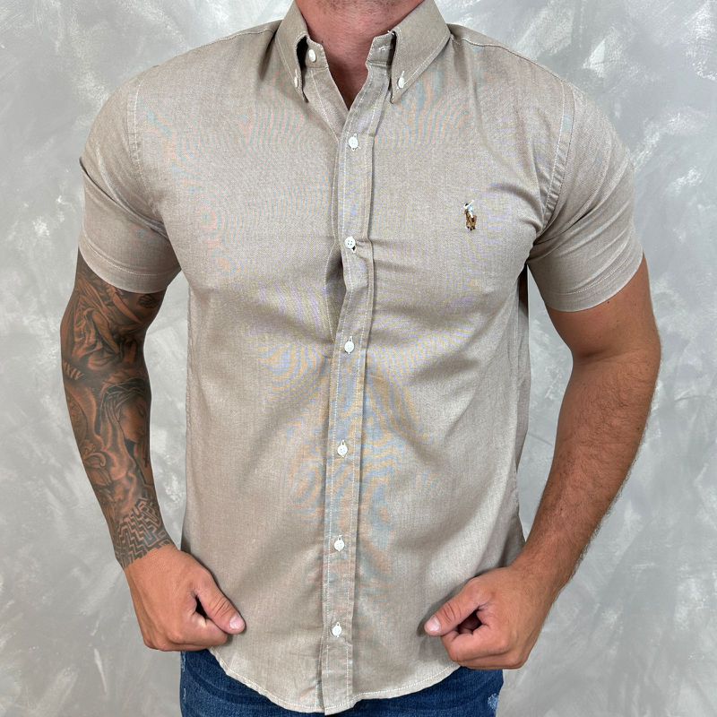 Camisa Manga Curta PRL Caqui⭐ - 30264 - PORTAL DROP - ATACADO