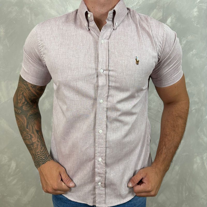 Camisa Manga Curta PRL Vinho Claro⭐ - 30268 - PORTAL DROP - ATACADO