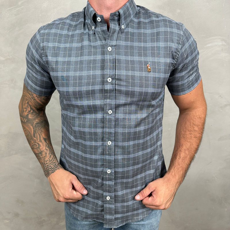 Camisa Manga Curta PRL Xadrez Cinza ⭐ - 30287 - PORTAL DROP - ATACADO