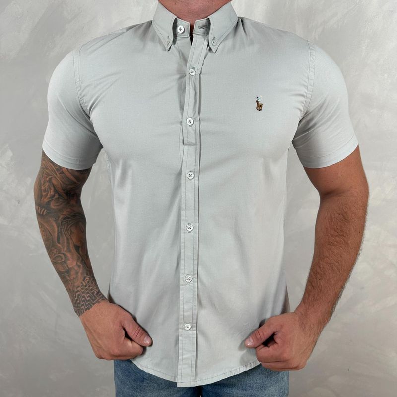 Camisa Manga Curta PRL Cinza ⭐ - 30321 - PORTAL DROP - ATACADO
