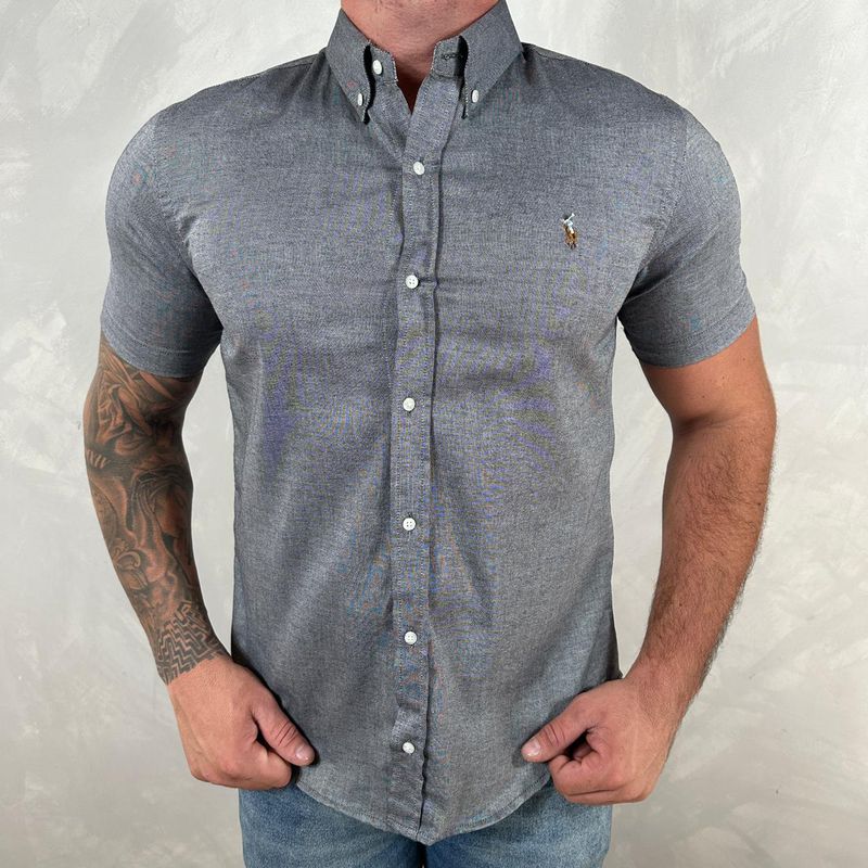 Camisa Manga Curta PRL Cinza ⭐ - 30324 - PORTAL DROP - ATACADO
