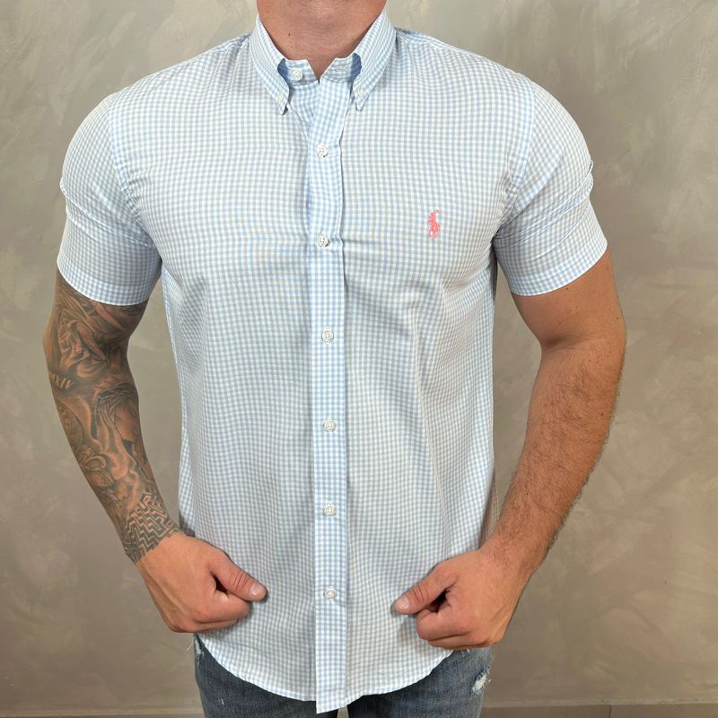 Camisa Manga Curta PRL Xadrez Azul ⭐ - 30330 - PORTAL DROP - ATACADO
