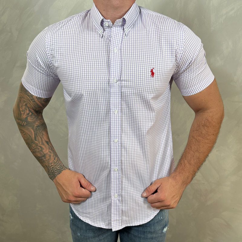 Camisa Manga Curta PRL Xadrez Lilás⭐ - 30341 - PORTAL DROP - ATACADO