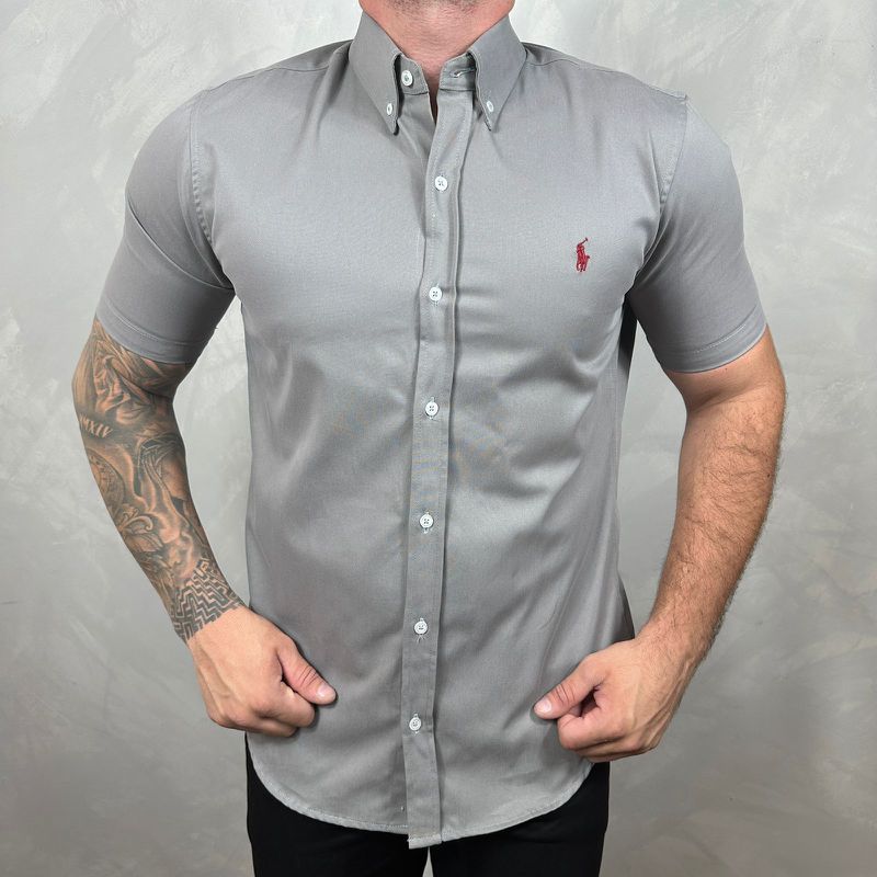 Camisa Manga Curta PRL Cinza ⭐ - 30352 - PORTAL DROP - ATACADO