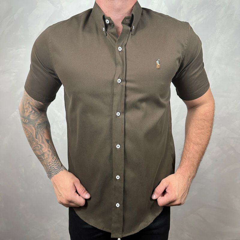 Camisa Manga Curta PRL Marrom ⭐ - 30364 - PORTAL DROP - ATACADO