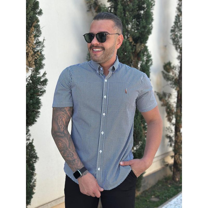 Camisa Manga Curta PRL Xadrez Preto - 30395 - PORTAL DROP - ATACADO