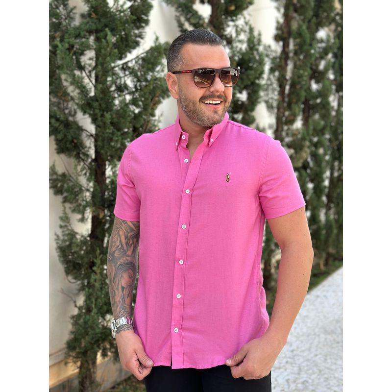 Camisa Manga Curta PRL Rosa - 30413 - PORTAL DROP - ATACADO