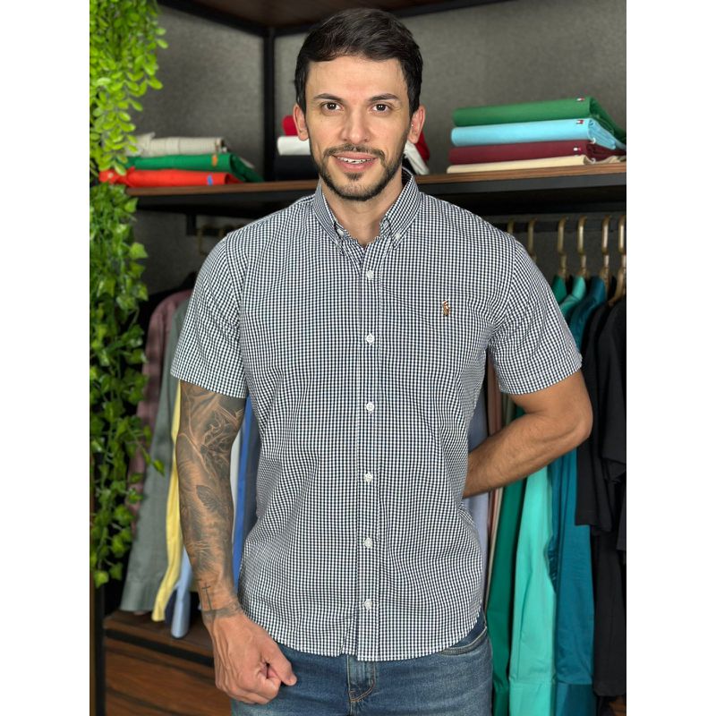 Camisa Manga Curta PRL Xadrez Azul - 30425 - PORTAL DROP - ATACADO