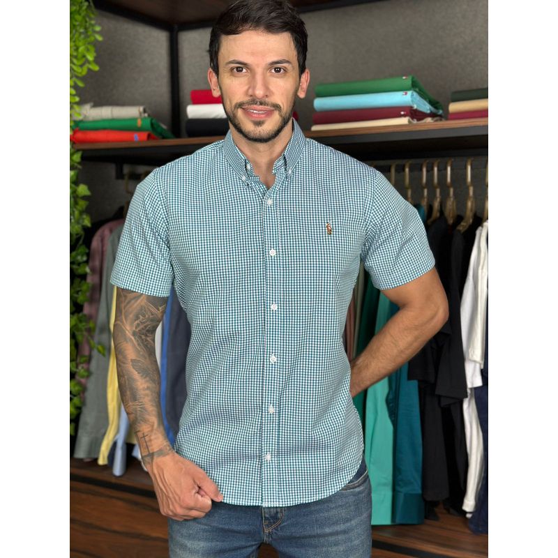 Camisa Manga Curta PRL Xadrez Verde - 30426 - PORTAL DROP - ATACADO